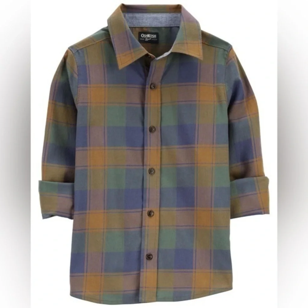 OshKosh B'gosh Kids Plaid Shirt - Green and Blue